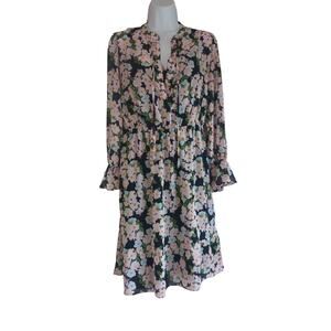 J Crew Mercantile Drapey Tie Front Floral Dress Buttons XS